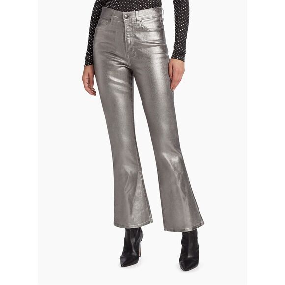 Veronica Beard Carson Metallic Ankle Flared Jeans Size 29 $348 - Picture 2 of 12